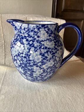 Victoriaware Ironstone Calico Pitcher Blue and White 6 inch